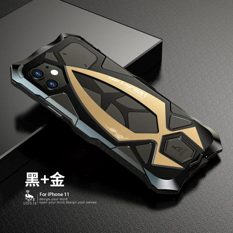 Металлический 360 полный защитный чехол для Iphone 11 чехол Funda Coque для Iphone Xs Xr 11 Pro Max чехол для телефона противоударный чехол Fundas - Цвет: black gold