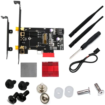

NGFF M.2 Key a to PCI-E X1 Adapter Card with Heatsink for In tel 7265/8260/8265/9260 WiFi and Bluetooth Card