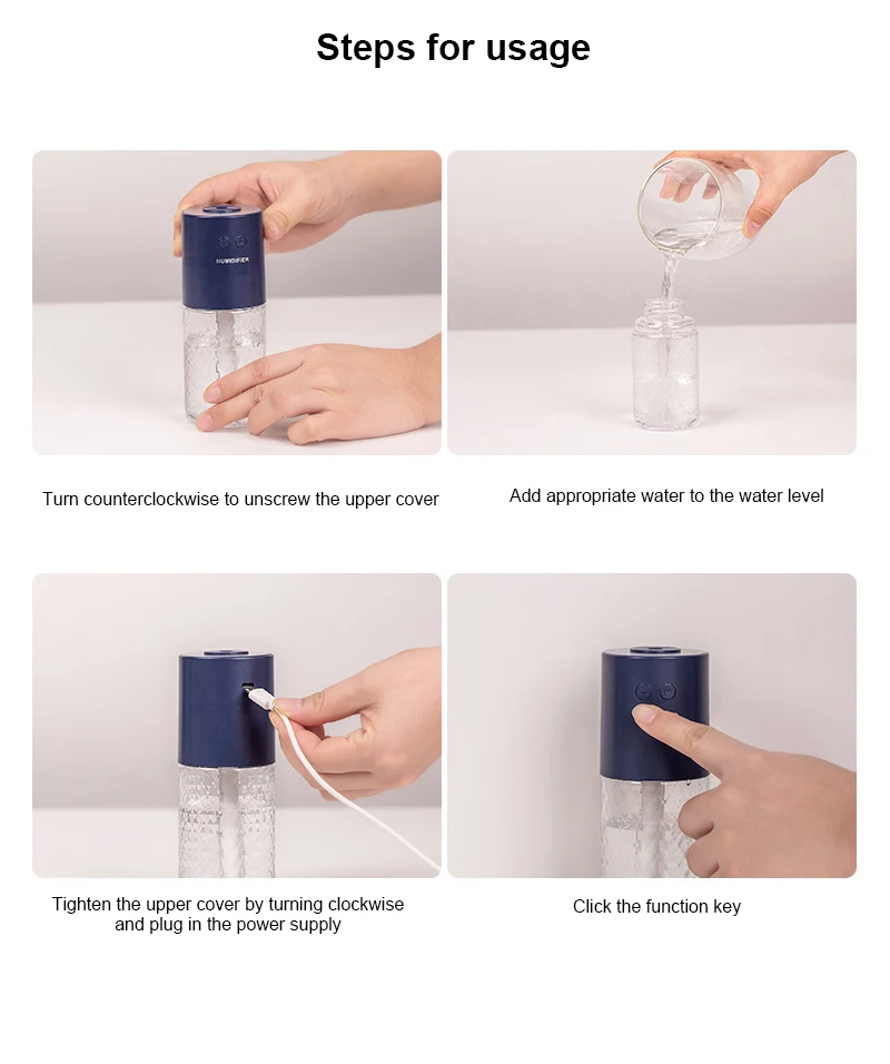 Wireless Humidifier Crystal Projection Lamp Mini Portableair USB Car Home Air Humidifier Essential Oil Humidificador - Image 5