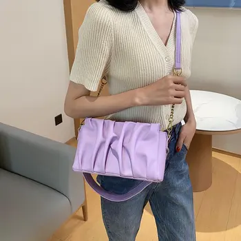 

2020PU Leather Lady Bag Zipper Trend Fold Element Small Handbag Shoulder Bag Messenger Bag Soft Face Designer Small Square Bag