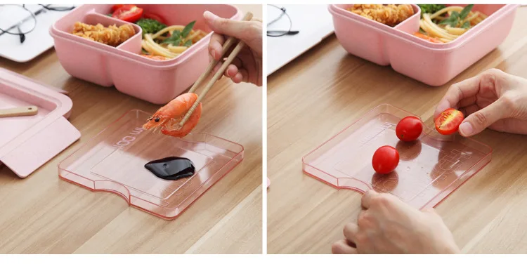 Bento Box, Bento-style Ланч-бокс с утварью, герметичный, экологически чистый материал микроволновый нагрев