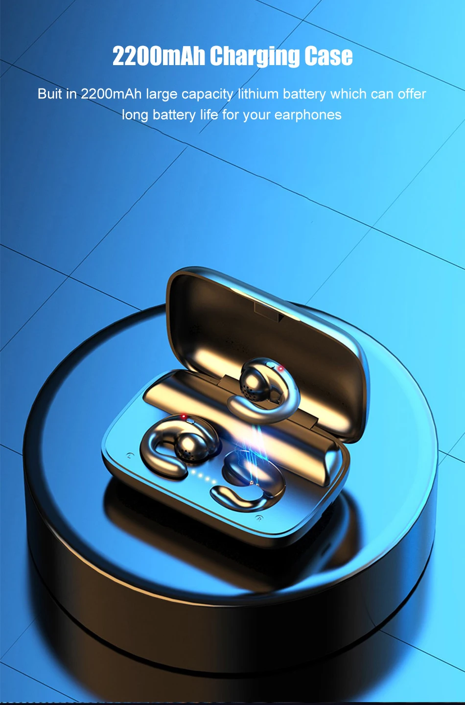 Bluetooth наушники, костная проводимость, наушники 9D, стерео звук, беспроводные наушники с 2200 мАч, зарядный чехол, вкладыши, Спортивная гарнитура