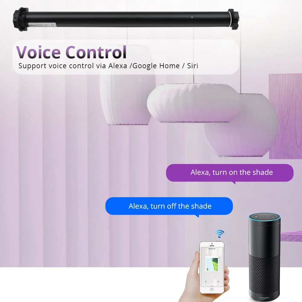 Smart Blind Motor Zemismart WiFi Tuya Smart Life Curtain Motor for 36 37mm Tube Alexa Google Home Control