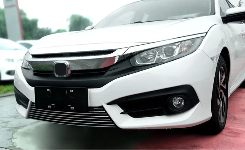 Для Honda Civic металлическая передняя крышка решетки Нижняя решетка декоративные блестки новые автомобильные аксессуары 1 комплект