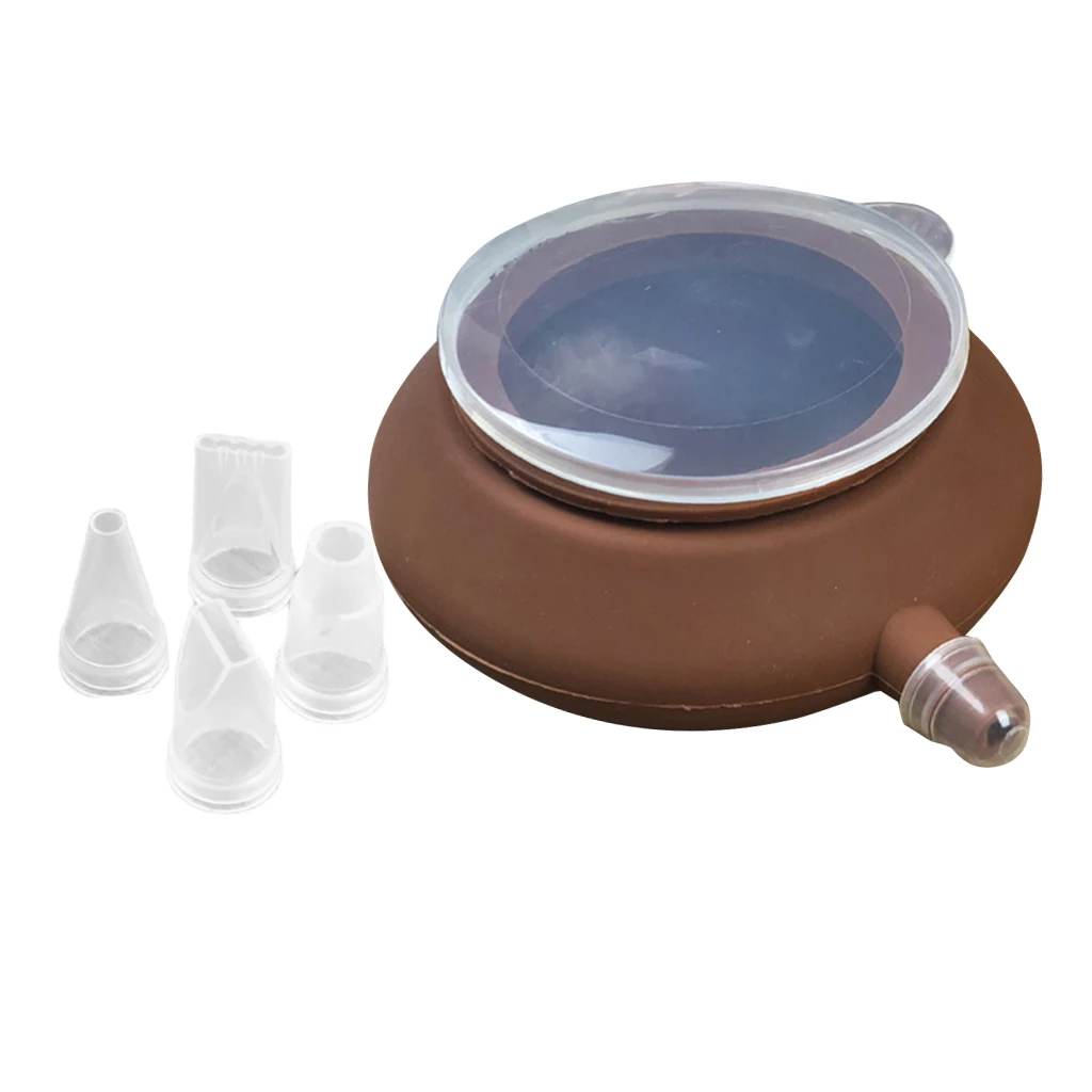 Pack 5 Nozzles Decorating Silicone Piping Icing Bag Pen Macaroon Nozzle Tips