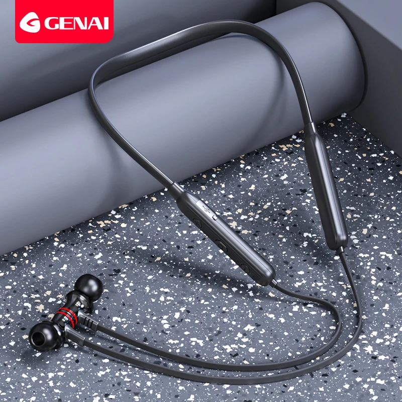 Bluetooth fone de ouvido para esportes fones de ouvido sem fio baixo estéreo com microfone magnético redução ruído correndo fone de ouvido