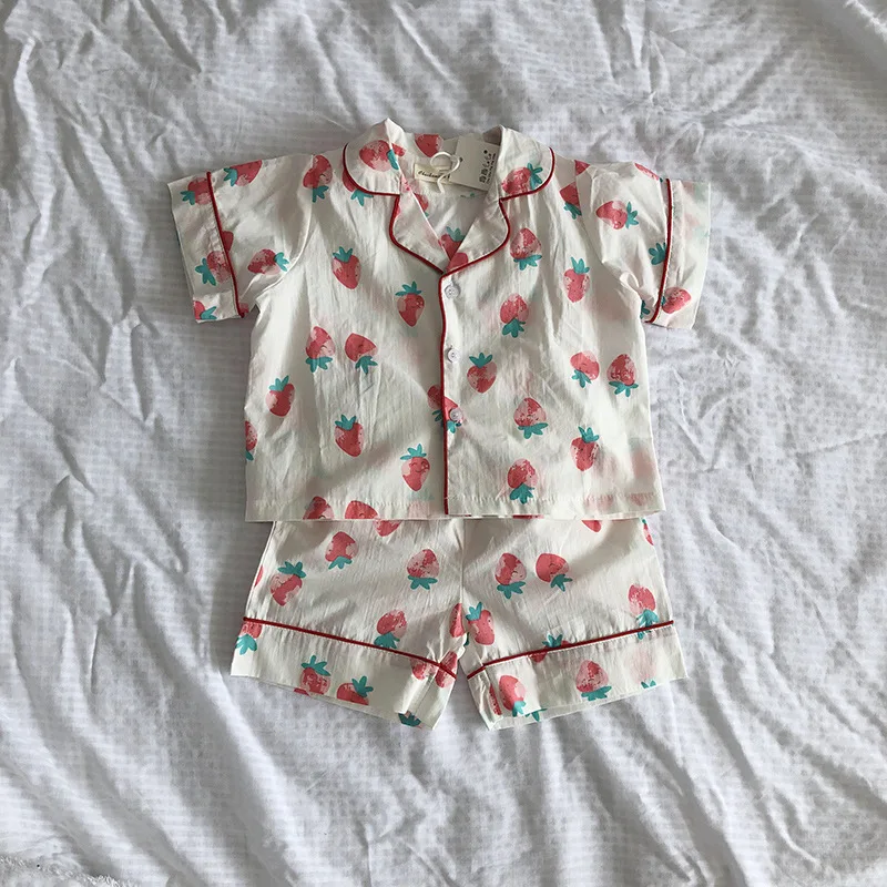 

Children Summer Homewear Set Men And Women Child Baby Korean-style Short Sleeve Shorts Air Conditioning Clothes Pure Cotton Paja