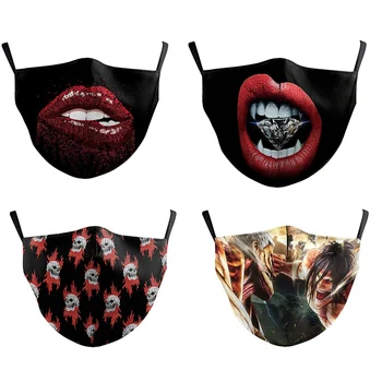 

Anime NARUTO Printed PM 2.5 Filters Anti-dust Face Mask 3D Lips Pattern Breathable Reusable Mask Anti-Haze Mask
