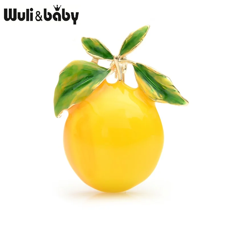 Wuli&baby, эмаль, желтый лимон, броши для женщин, сплав, оранжевый, вечерние, повседневные, брошь на булавке, подарки