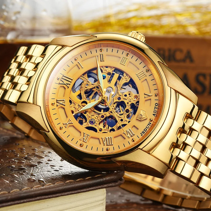

JSDUN Brand Fully Automatic Analog Watch Fashion New Style Watch MEN'S Watch Hollow out Watrproof Watch