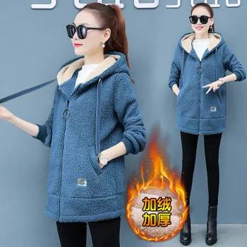 

2020 women2020 Lamb hair coat female plus velvet thickening winter Korean version of the long section