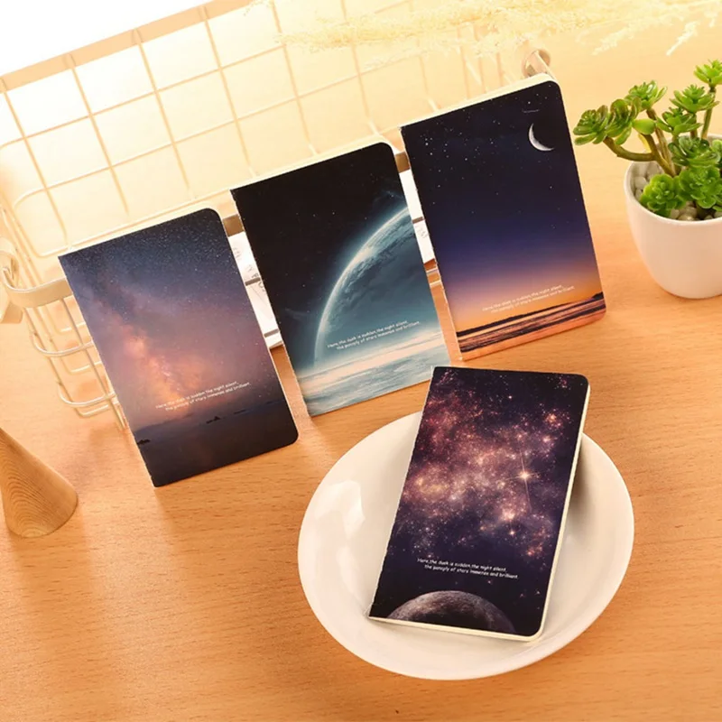 

1Pc Hot Sell Mini Cute Novelty Moon Star Universe Notebook Notepad Diary Writting Paper Memorandum School Supplies Random Color
