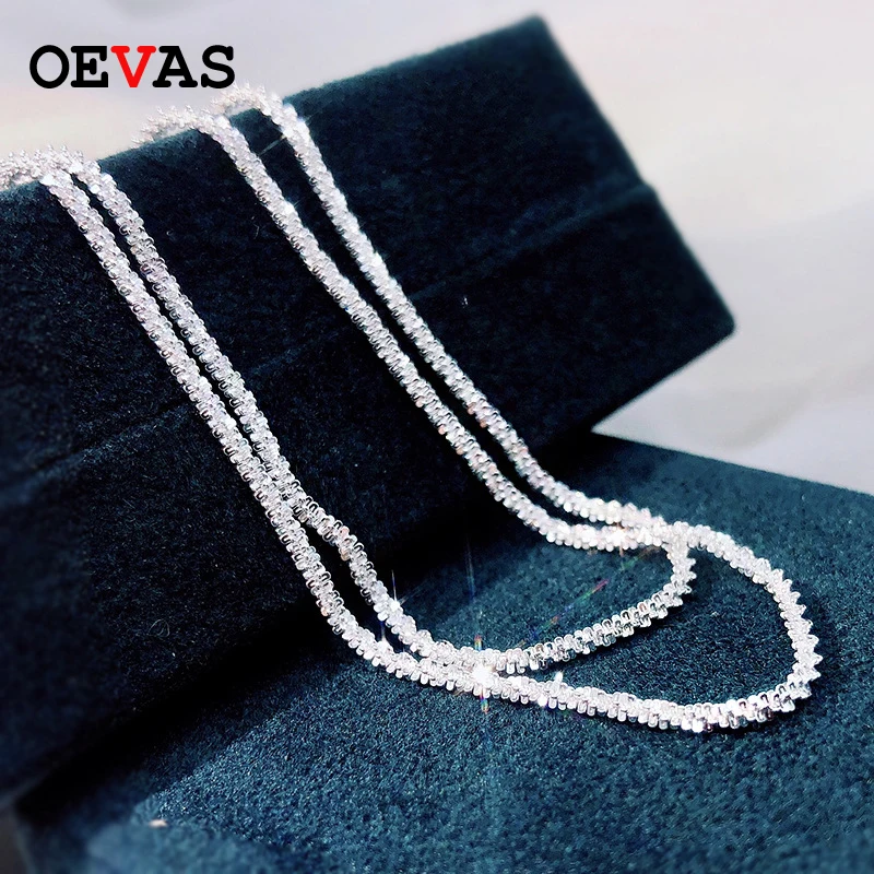Ожерелье OEVAS из стерлингового серебра 100% пробы с блестящим покрытием белого