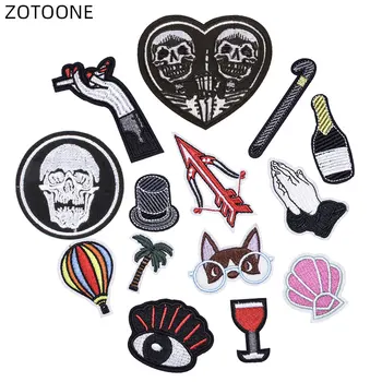 

ZOTOONE Cartoon Embroidery Skull Patches Iron on Patches for Clothing Jackets Sewing Cloth Hat Stickers DIY Thermal Applique D