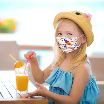 

50pcs Children's Print Anti-pollution Mascarillas Desechables Anti-dust Breathable Face Mask Windproof Masques De Protection