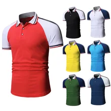 Высококачественная Мужская хлопковая рубашка-поло с рукавом реглан разных цветов с коротким рукавом