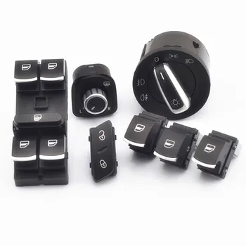 

COSTLYSEED Chrome Headlight Switch Glass Button Mirror Folding Knob For MK5 Golf 5 Rabbit 5ND941431A 1K0962125B