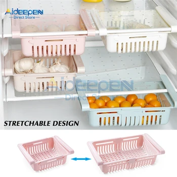 

Multifunctional Adjustable Retractable Kitchen Refrigerator Storage Rack Fridge Freezer Shelf Holder Pull-out Drawer Storage Box