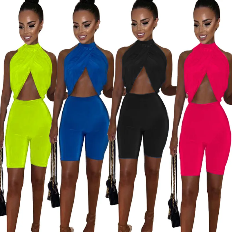 

Two Piece Short Set for Women Summer 2020 Sexy Top and Short Set Club Outfits 2 Piece Pantalon Corto Mujer Ropa Verano Mujer