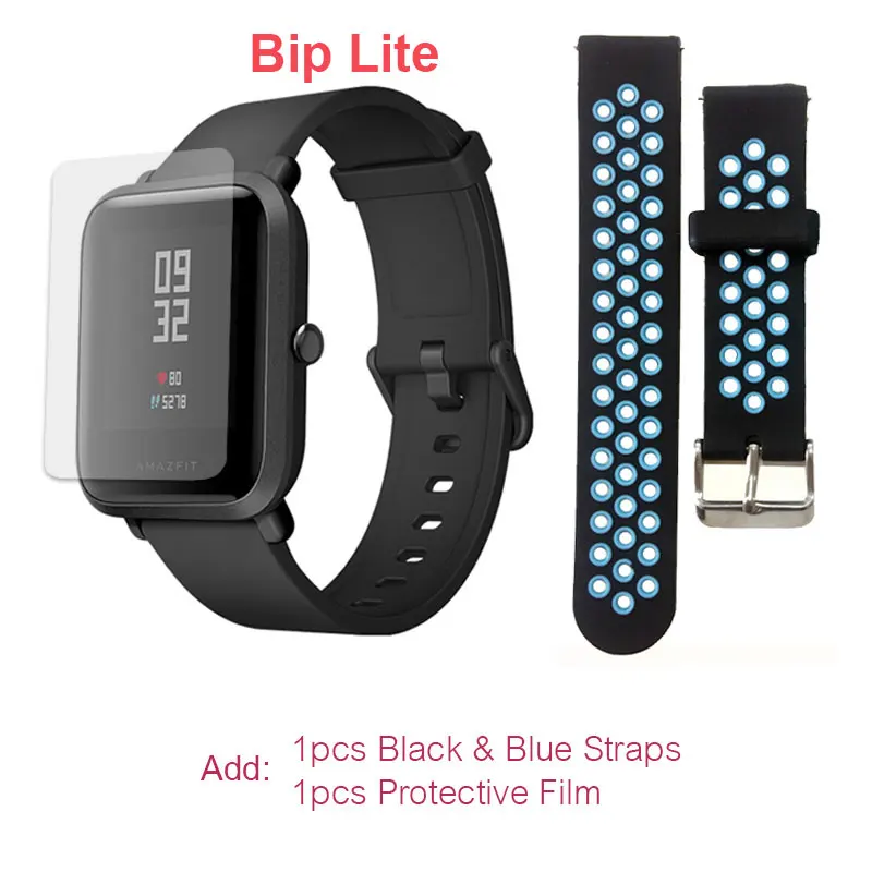 BlackBlue Film Глобальная версия Xiaomi Huami Amazfit Bip Lite Смарт-часы легкие умные часы с 45 дней в режиме ожидания gps - Цвет: BlackBlue Film