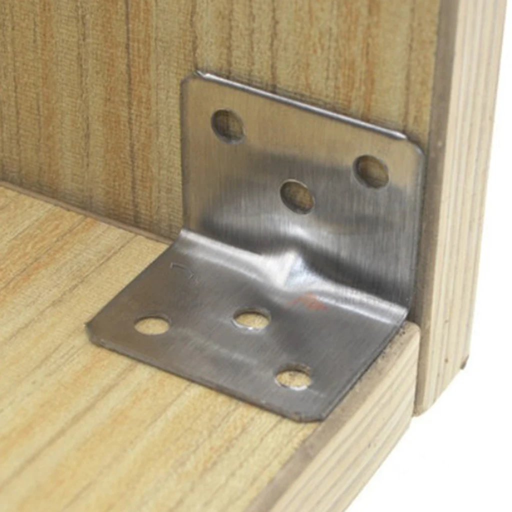 Polished Angle Bracket L Shape Corner Brace Repair Joining Support Fastener for Furniture Wood Craftment