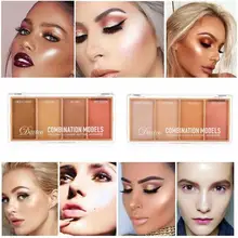 4 цвета хайлайтер палитра контур лица для макияжа пудра бронзер Макияж Румяна профессиональные румяна палитра