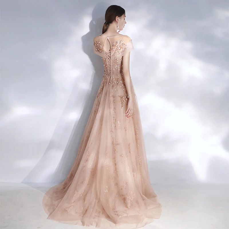 Vestidos De Gala выпускные платья длинные тюль аппликации бисером формальные платья Vestido Formatura Robe De Soiree