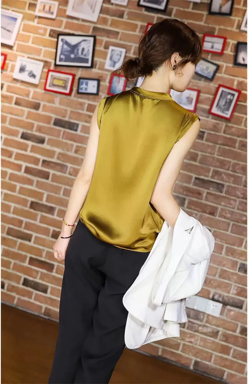 Summer New Satin Vest Women O Neck Sleeveless Pullover Top Loose Inner Wear Elegant Bottoming Shirt All-match Trend 3 Color