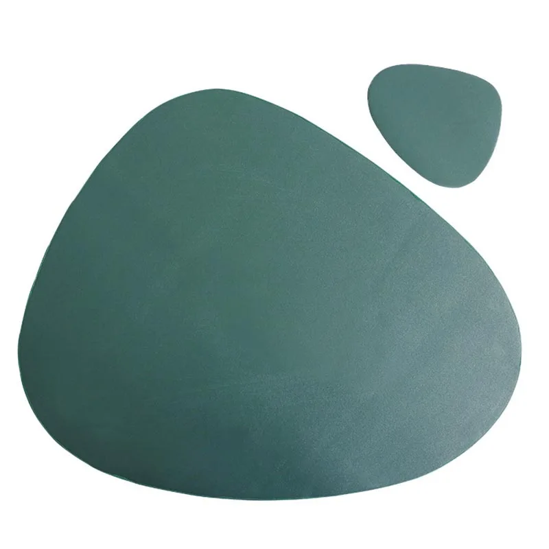 2PCS Chic Tableware Pad Placemat PU Leather Table Mat Heat Insulation Non-Slip Simple Placemats Disc Bowl Coaster Kitchen