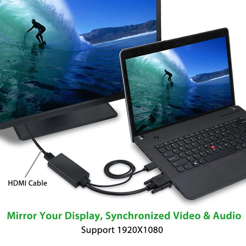 VGA к HDMI адаптер для компьютера дисплей экранный проектор HD TV VGA Мужской к HDMI Женский VGA HDMI конвертер дополнительный аудиокабель USB