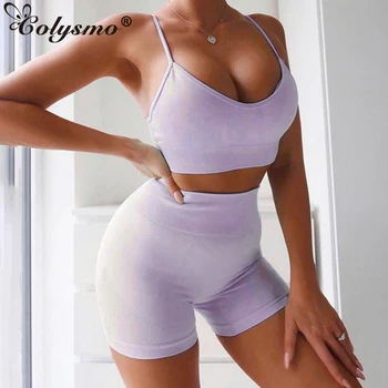 

Colysmo Activewear Two Piece Set Summer Tracksuit Women 2 Piece Set Sexy Crop Top High Waist Biker Shorts Casual Outfits 2020
