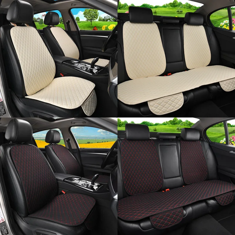 

Flax Car Seat Cover Protector with Backrest Front Rear Seat Back Waist Washable Cushion Pad Mat for Auto Universal Fit Most Car