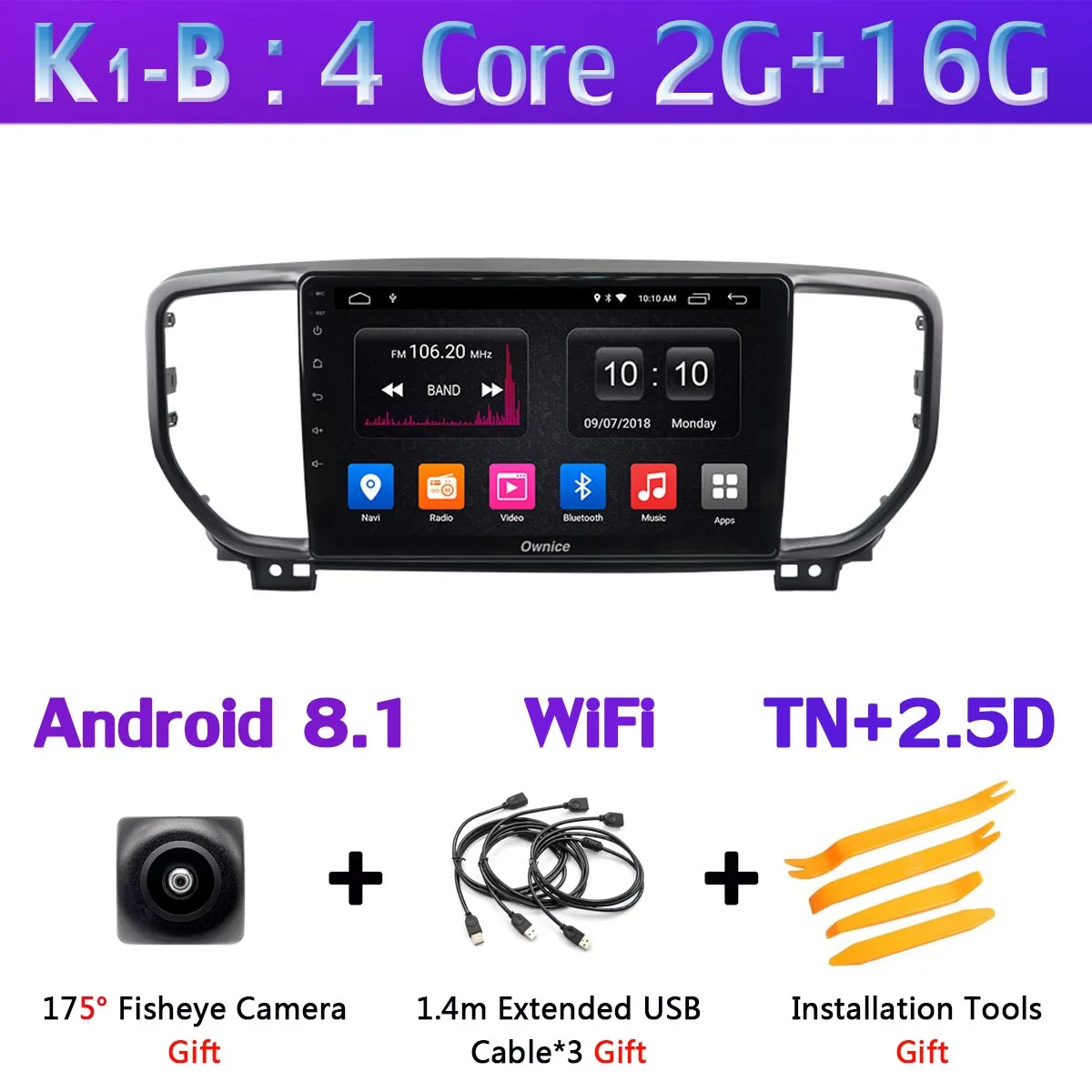 360 ° камера 4G LTE Android 9,0 4G+ 64G SPDIF DSP CarPlay автомобильный мультимедийный плеер для Kia Sportage KX5 gps навигационное радио - Цвет: K1-B