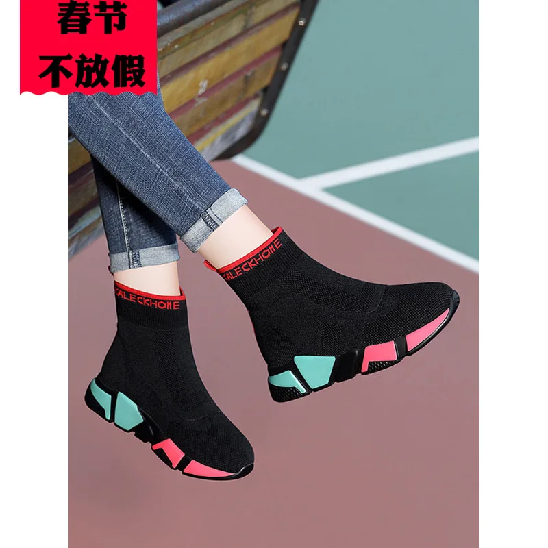 

2019 Spring Spring Spring Clothing New Style Korean-style Versatile Elasticity Knitted Socks Shoes Casual Shoes Athletic Shoes S