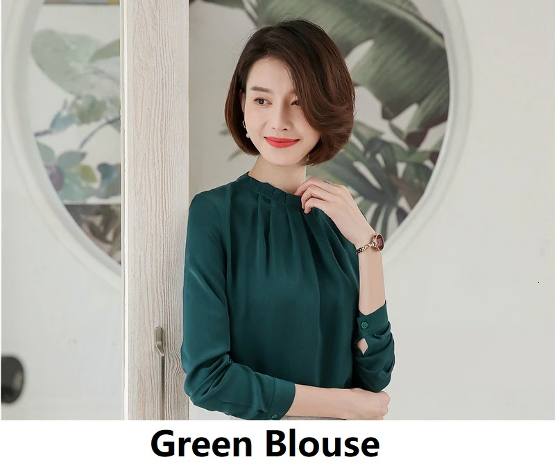Green Blouse Женская офисная одежда, костюмы, Осень-зима, профессиональные женские блейзеры, высокое качество, ткань, Униформа, стили, деловые брючные костюмы - Цвет: Green Blouse