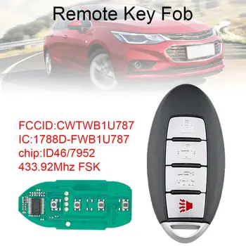 

433.92Mhz 4 Buttons Car Remote Key Fob with ID46 / 7952 Chip CWTWB1U787 Fit for 2017-2018 NISSAN ARMADA