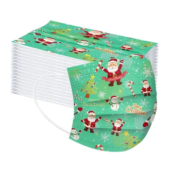 

10/50pcs Christmas Disposable Masks Non-woven Face Masks 3 Layer Ply Filter Dustproof Breathable Adult Mouth Mask In Stock