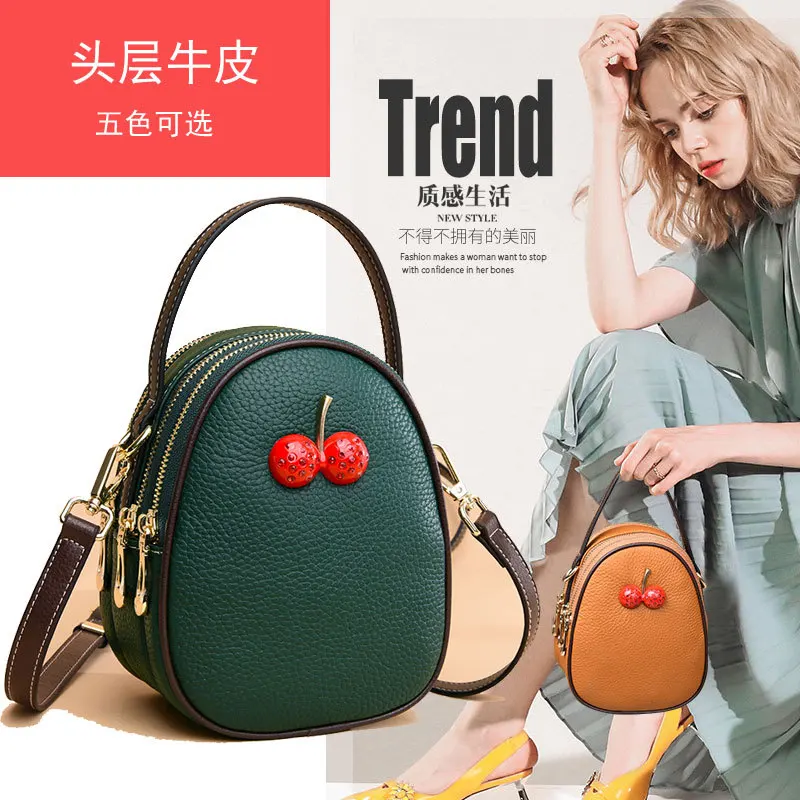 

19 Summer New Style WOMEN'S Bag Mini Genuine Leather Shoulder Oblique Handbag Pure Leather Large-Volume Sweet Ladies' Cherry