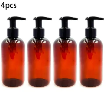 

4PCS 250ml Empty Brown PET Bottle Refillable Black Lotion Pump Soap Dispenser Lotions Pumps For Liquid Soaps Hand Creams Etc