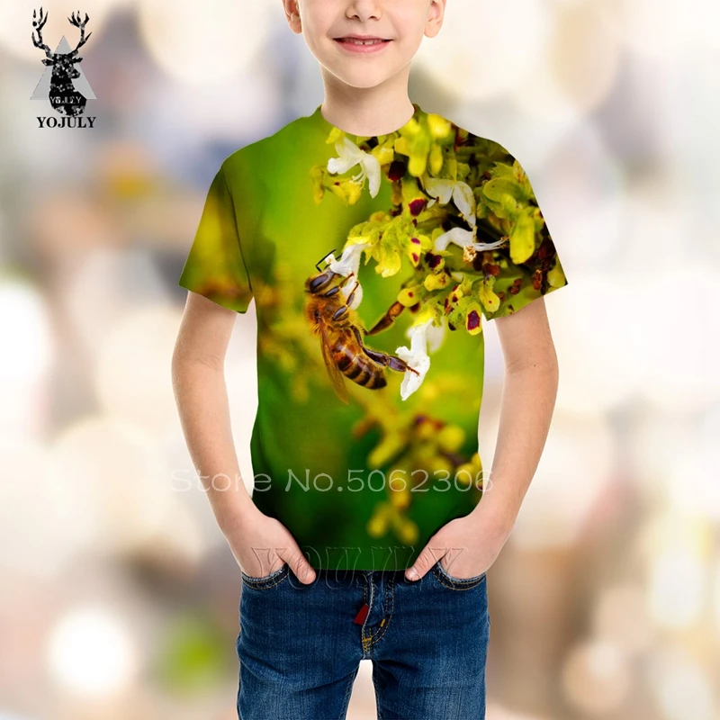 3D print girls boy bee t shirt fashion off white Anime Harajuku t-shirts modis kids O-neck Short Sleeve Hip Hop streetwear tops