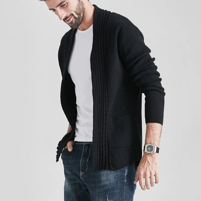 Winter Autumn Casual Solid Color Cardigans Men Long Sleeve Sweater Coat With Pocket Coats Men Knitted Jacket Winter Autumn Casual Solid Color Cardigans Men Long Sleeve Sweater Coat With Pocket Coats Men Knitted Jacket