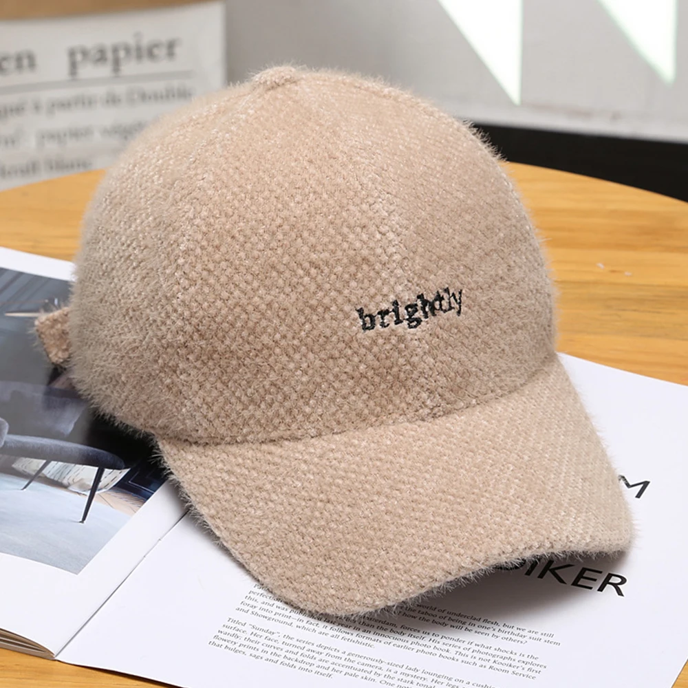 Khaki White Winter Cashmere Baseball Cap for Men Letter Luxury Brand Women Caps Outdoor Sports Golf Hat Casquette Femme baseball cap baseball caps baseball hats