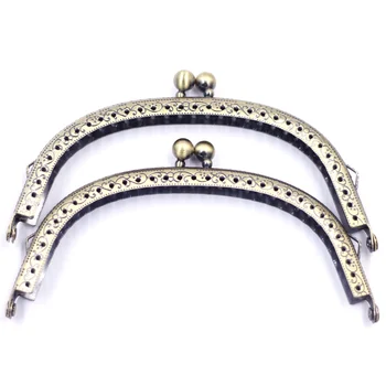 

10Pcs Flower Metal Frame Kiss Clasp Lock Bronze Tone Purse Bag Handle Findings 13cmx6.5cm