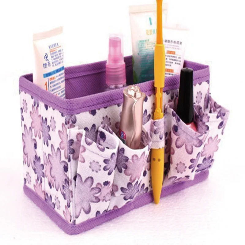 Purple Складная коробка для хранения, фиксированная коробка для хранения косметики, складной фиксированный контейнер для хранения, домашняя коллекция, Organizador Maquillaje - Цвет: Purple