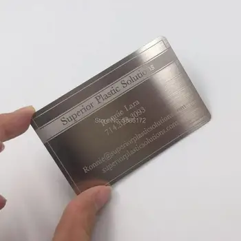 

Factory price!100pcs/lot L*W 80*50mm luxurious 304 stainless steel material brushed metal member cards printing