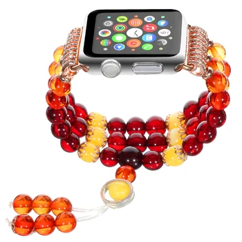 

Replacement Watch Band for Apple iWatch Wristband Strap Fashion Beaded Elastic Jewelry Bracelet Band Strap Women Girl 38mm 44mm