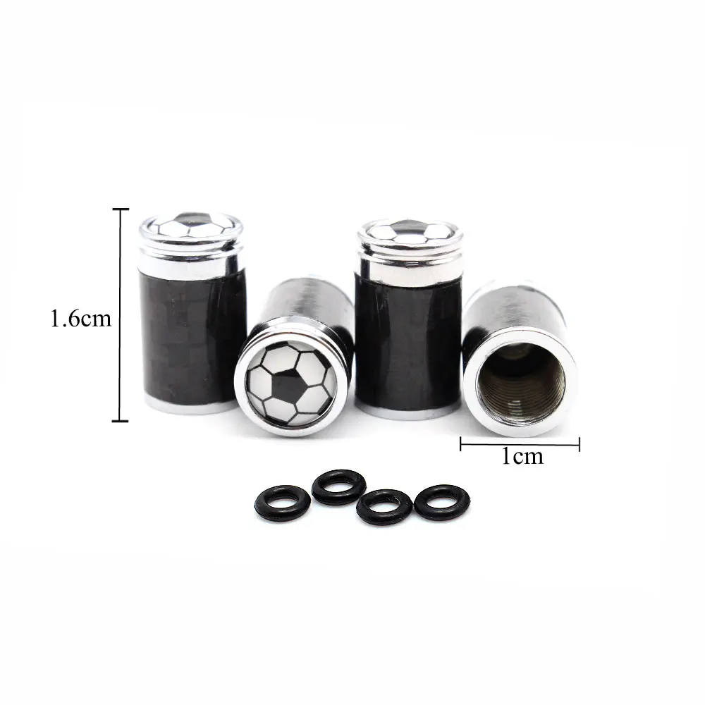 4 Pcs/Set Copper + Carbon Fiber Football Style Tire Valve Stem Cap Wheel Air Caps for Auto Cars|Стержни и колпачки клапана| |