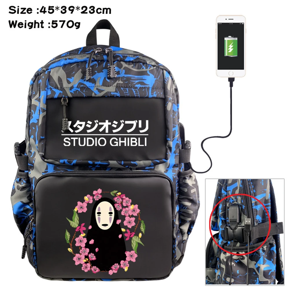 

Anime Casual Fashion Backpack Nylon Student Schoolbag Casual USB Cartoon Teenger Travel Laptop Bag Zipper Bookbag Knapsack