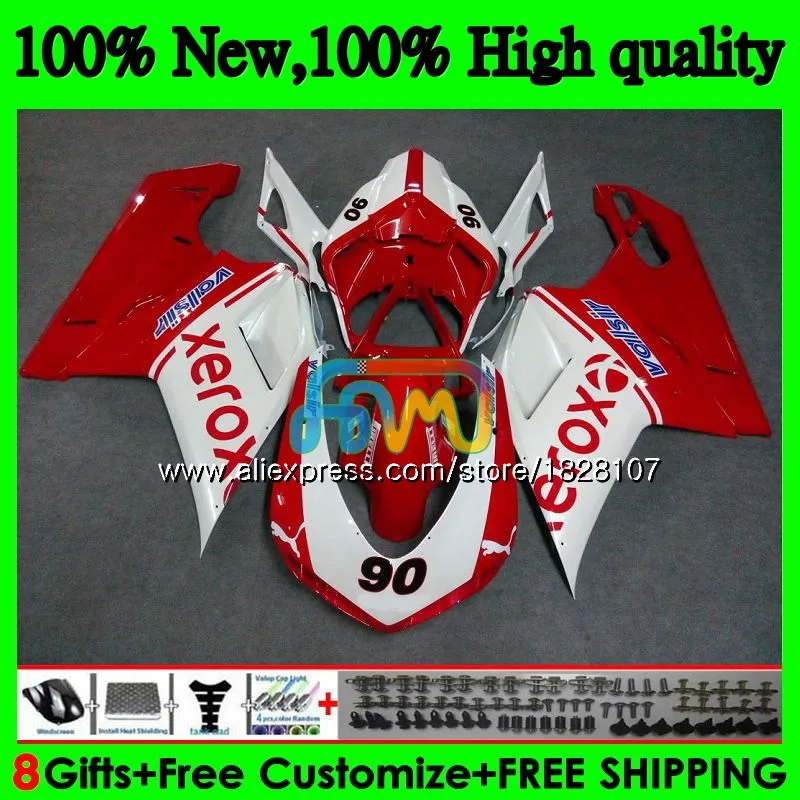 848 1098 для поездок на мотоцикле DUCATI 848R 1098R 1198 07 08 09 10 11 70BS. 37 белый красный 1098S 848S R 1198S 2007 2008 2009 2010 2011 2012 обтекатель - Цвет: No. 1