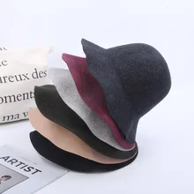 Осенняя модная простая шляпа котелок, шерстяная Рыбацкая шляпа, женская большая теплая шерстяная шапка, зимняя шапка-ведро